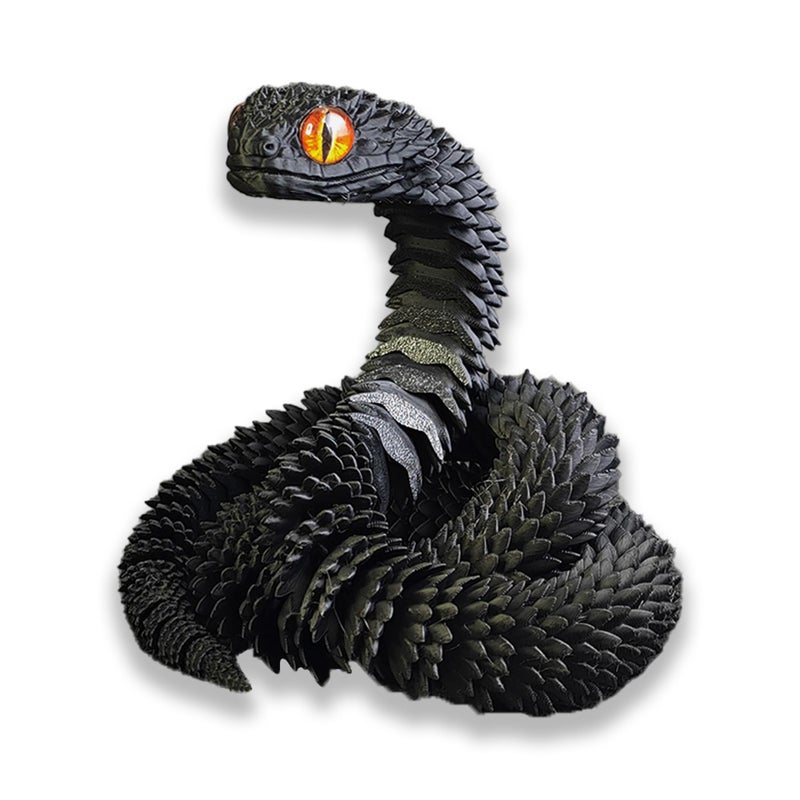 Binvin 3D Printed AnimalsSnake Viper3D Printed Snake Toys Articulated Snake 3D Printed Animals Animal Model Ornaments Creative Funny Toy Festival Gift for Frends Black 202Inch - Image 3