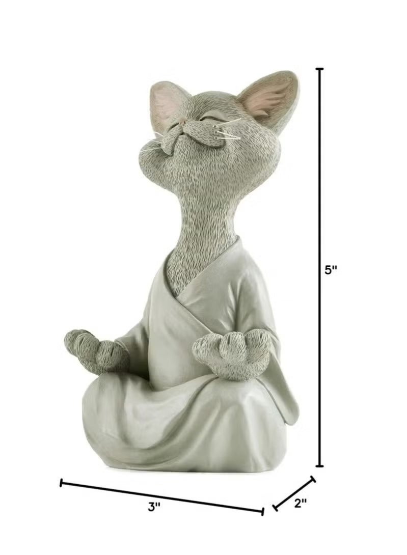 جيفت تمثال قطة رمادي، ديكور يوغا وتأمل، هدية مثالية لمحبي القطط - Image 2