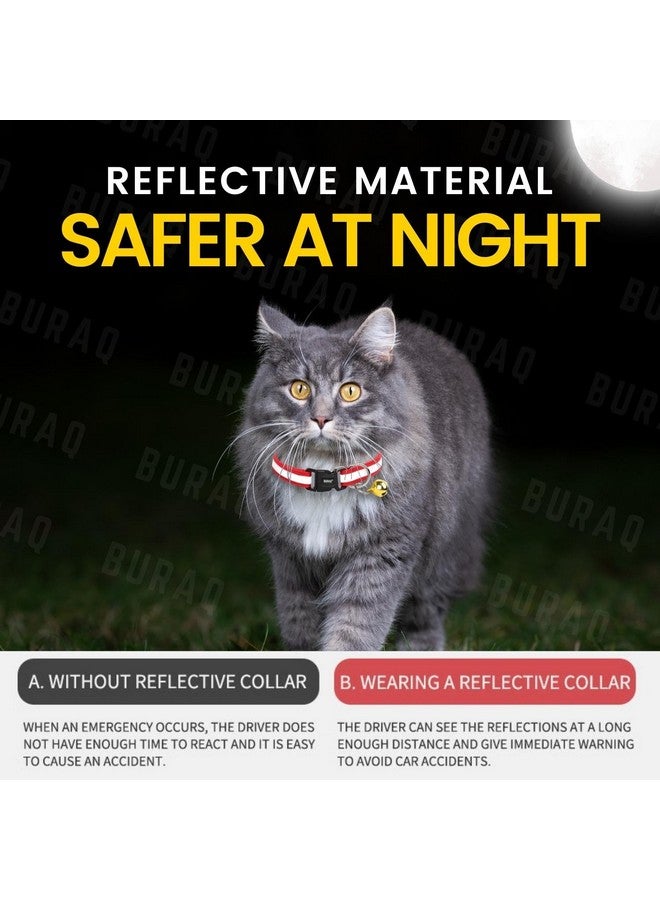 BURAQ Pets 2 Pcs Reflective Cat Collar For Indoor & Outdoor Use, Strong Breakaway Cat Belt, Adjustable & Durable, Accessories For Cats - Color May Vary (Pack Of 2) - Image 2