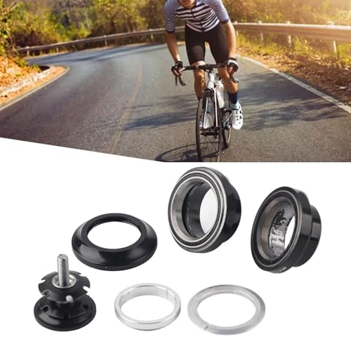 VGEBY Headset, Bike Bearing Headset Solid Aluminum Alloy Tapered Stack Headset Head Tube Straight Steerer Fork Bearing(Black) 1 1/8 Headset Threadless 1 1/8 Headset Threadless - Image 4