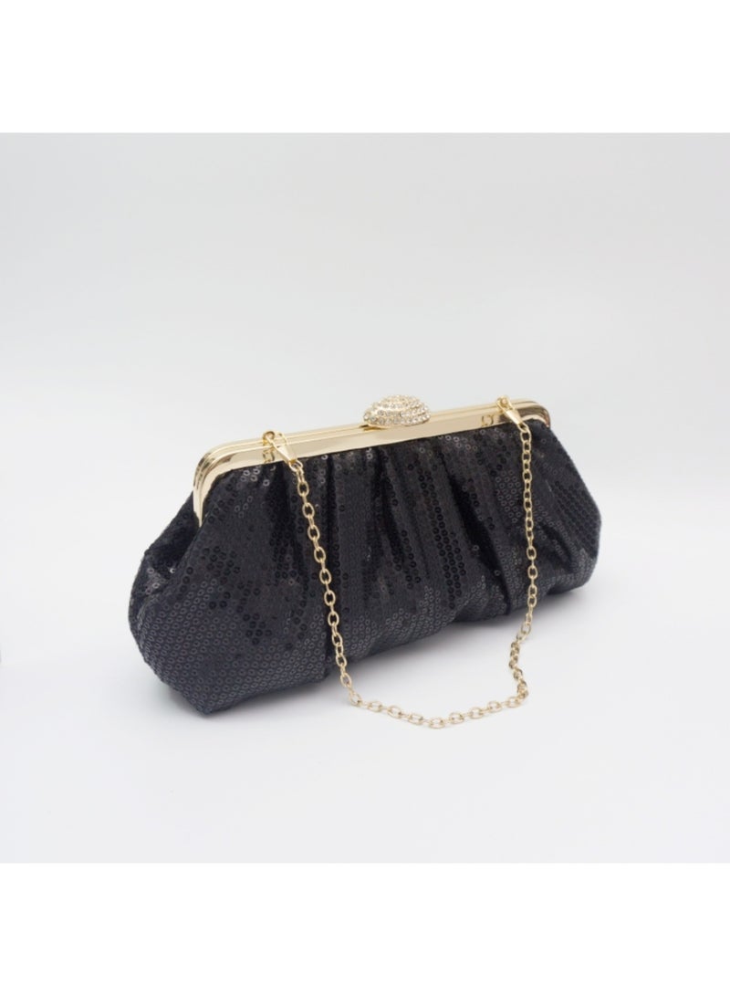 Women's Evening Bag Solid Color Fish Scale Sequins Pleated Clutch Bag Sparkly Handbag Shoulder Bag with Removable Chain, Crossbody Bag for Formal Dress Bride Wedding Prom Party - Image 4