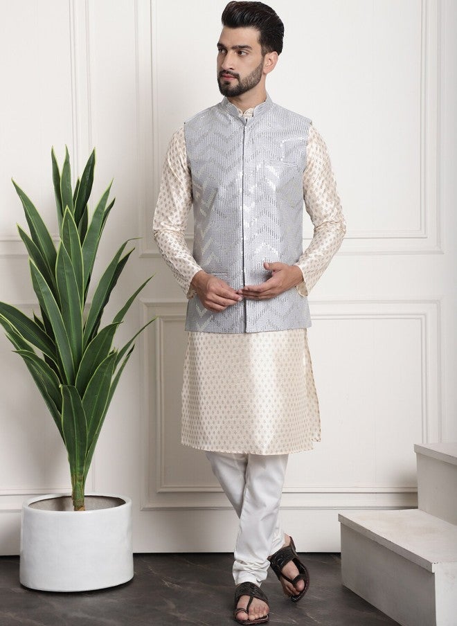 Sojanya Chevron Embellished Nehru Jacket for Men - Image 5