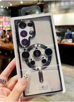 A high-quality case that supports MagSafe charging in addition to camera lenses the same color as the case compatible with the Samsung Galaxy S23 Ultra phone black color