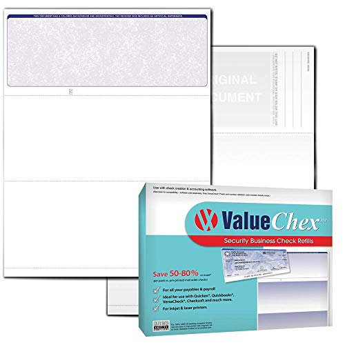 VersaCheck ValueChex Blank Check Paper - Form #1000 Business Voucher Check on Top - Blue - Classic - 250 Sheets/250 Checks - Image 1