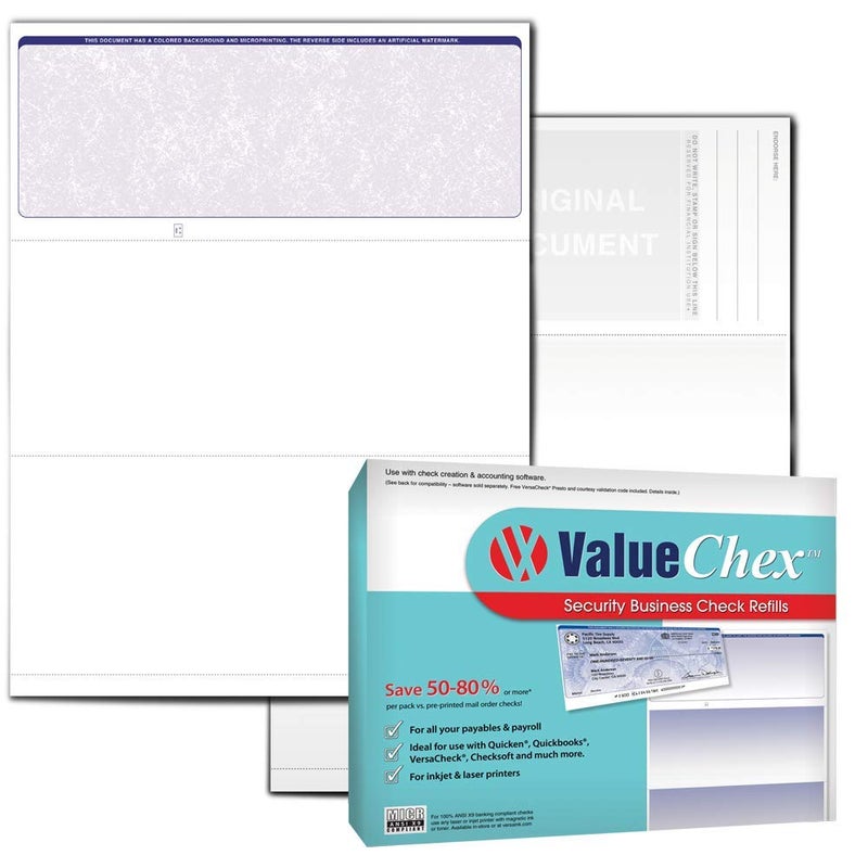 VersaCheck ValueChex Blank Check Paper - Form #1000 Business Voucher Check on Top - Blue - Classic - 250 Sheets/250 Checks - Image 3
