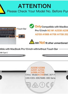 Generic جراب متوافق مع جهاز MacBook Pro مقاس 13 بوصة إصدار 2021-2016 A2338 M1 A2289 A2251 A2159 A1989 A1706 A1708 جراب صلب بفتحة تهوية كاملة لجهاز MacBook Pro مقاس 13 بوصة - أسود غير لامع  - Image 4