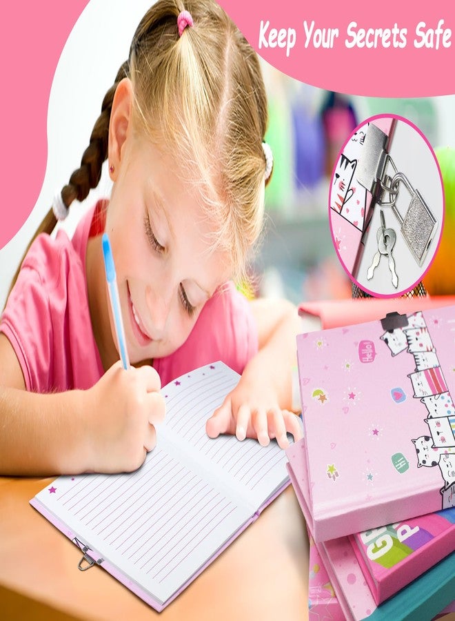 GINMLYDA Cat Diary with Lock for Girls, 7x5.25 Inches 160 Lined Pages Secret Kids Diary Cute Cats Journal with Lock and Keys Notebook for Girls Birhtday Gifts for 5-10 Years Old - Image 2