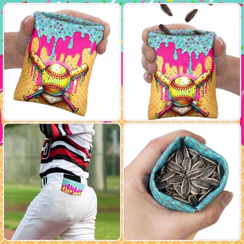 Yeyeplum 12 Pcs Ice Cream Drip Softball Seed Sacks Softball Drip Seed Bags Pouch for Team Canvas Sunflower Squeeze Coin Purses for Team Gifts Party Favors Sport lovers Players Birthday Senior Night - Image 3