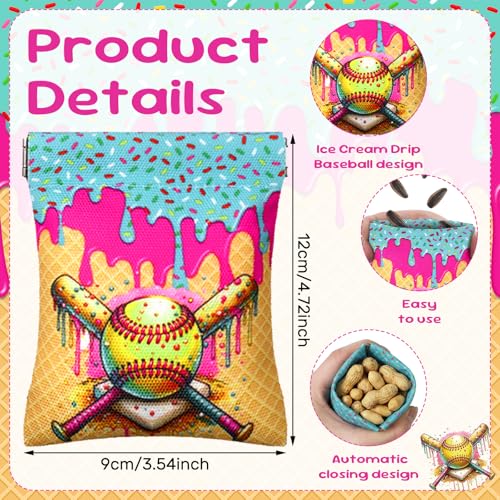 Yeyeplum 12 Pcs Ice Cream Drip Softball Seed Sacks Softball Drip Seed Bags Pouch for Team Canvas Sunflower Squeeze Coin Purses for Team Gifts Party Favors Sport lovers Players Birthday Senior Night - Image 2