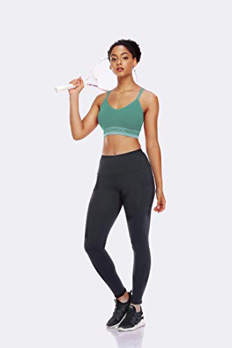 ANGOOL Strappy Sports Bra for Women, Longline Medium Support Yoga Bra Wirefree Padded Sports Bra with Adjustable Straps Green 3Pack - Image 4