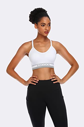 ANGOOL Strappy Sports Bra for Women, Longline Medium Support Yoga Bra Wirefree Padded Sports Bra with Adjustable Straps Green 3Pack - Image 5