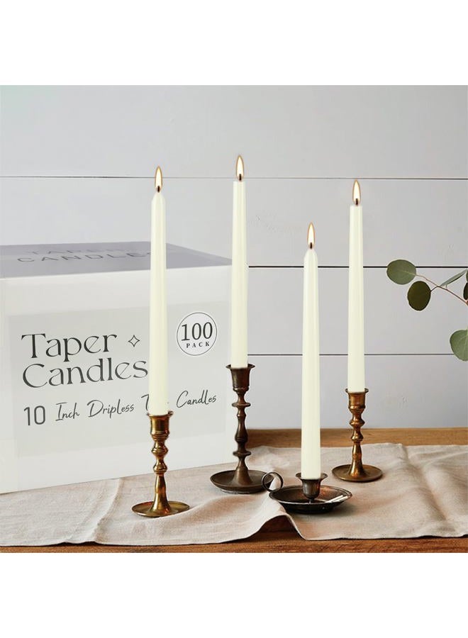 YOROXRG 100Pack Ivory Taper Candles, 7-8 Hours Burn Time, Unscented, Smokeless and Dripless, 0.75 x 10 Inch Dinner Candle Set for Household, Wedding, Party and Home Décor Candlesticks - Image 4
