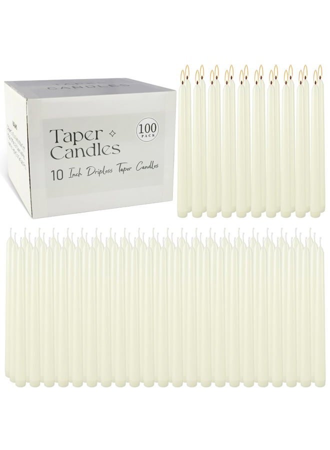 YOROXRG 100Pack Ivory Taper Candles, 7-8 Hours Burn Time, Unscented, Smokeless and Dripless, 0.75 x 10 Inch Dinner Candle Set for Household, Wedding, Party and Home Décor Candlesticks - Image 2