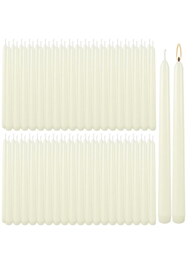 YOROXRG 100Pack Ivory Taper Candles, 7-8 Hours Burn Time, Unscented, Smokeless and Dripless, 0.75 x 10 Inch Dinner Candle Set for Household, Wedding, Party and Home Décor Candlesticks - Image 1