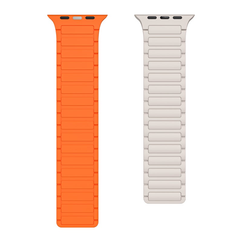CHOiCE For Watch Series 9 45mm Magnetic Loop Silicone Watch Band(Starlight Orange) - Image 2