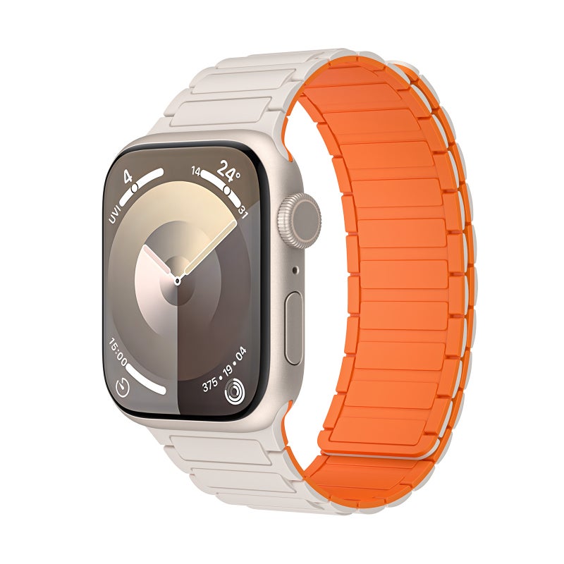 CHOiCE For Watch Series 9 45mm Magnetic Loop Silicone Watch Band(Starlight Orange) - Image 1