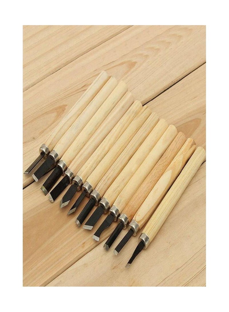 12 قطعة نحت الخشب سكين النحت أدوات يدوية إزميل سكين مجموعة لمورد الفن - Image 4