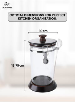 Life Smile Canister Set With Clamp Lids & Spoons, Airtight Food Storage Containers, Acrylic Food Storage of Bulk, Dry Food Including Flour, Sugar, Coffee, Rice, Tea, Spices (Wooden, 6 Pieces)  - Image 3