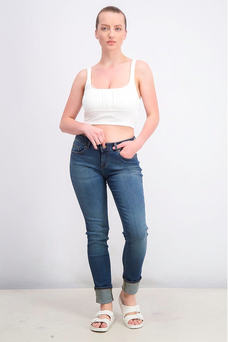 Seven 7 Women Regular Fit High Waist Stretchable Denim Jeans, Blue - Image 2