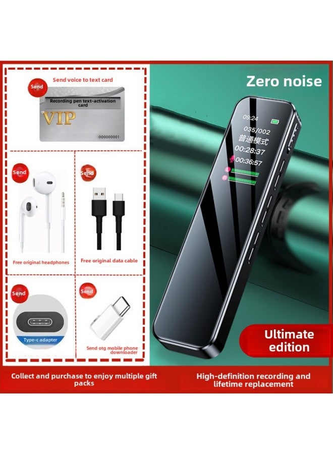 Professional Recording Pen Large Capacity Portable Professional High Definition Noise Reduction Long Standby Meeting Recording Equipment For Students In Class-Body Color:Cool Black Ultimate Edition-Memory Capacity:128gb [lifetime Replacement]-official Standard  - Image 1