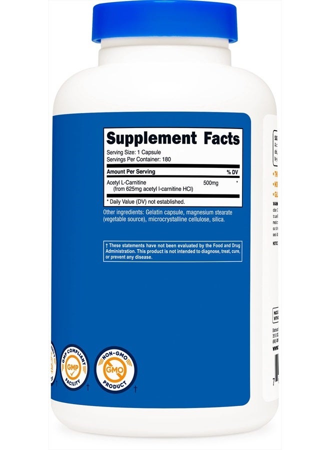 Nutricost Acetyl L-Carnitine 500mg, 180 Capsules - Non-GMO and Gluten Free - Image 3