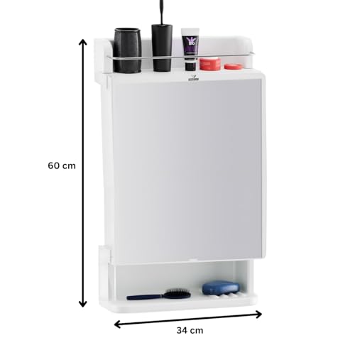 Well Set Bathroom Mirror Cabinet with Storage | Wall Mounted Plastic Organizer Shelf for Toiletries & Accessories | Durable White Mirror Cabinet for Bathroom - Image 2