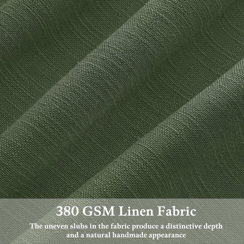 TWODRAPES Pinch Pleated Olive Green Linen Curtains 84 Inches Long 2 Panels Set for Living Room Bedroom Dining Pinch Pleat Back Tab Light Filtering Farmhouse Boho Dark Green Loden Window Curtain Drapes W50xL84 - Image 3