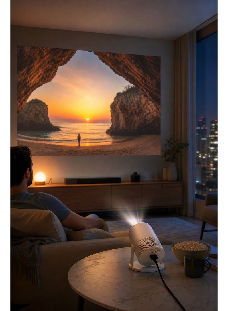 جهاز عرض صغير HY300PRO مطور لعام 2026 مزود بواي فاي وبلوتوث، جهاز عرض محمول يدعم 4K، حجر مفاتيح تلقائي، دوران 180 درجة، جهاز عرض ذكي للمنزل الخارجي - قابس الاتحاد الأوروبي - Image 3