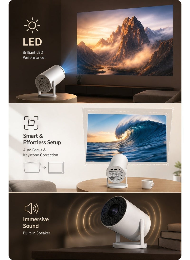 جهاز عرض صغير HY300PRO مطور لعام 2026 مزود بواي فاي وبلوتوث، جهاز عرض محمول يدعم 4K، حجر مفاتيح تلقائي، دوران 180 درجة، جهاز عرض ذكي للمنزل الخارجي - قابس الاتحاد الأوروبي - Image 4