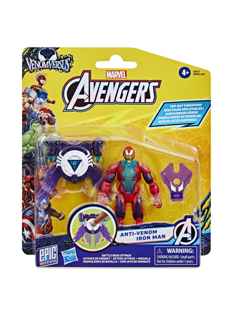 AVENGERS Marvel Avengers VenomVersus Epic World of Action Anti-Venom Iron Man Figure with Battle Gear Accessories, 4-Inch (10 cm) Super Hero Toys, Kids Ages 4+ - Image 4