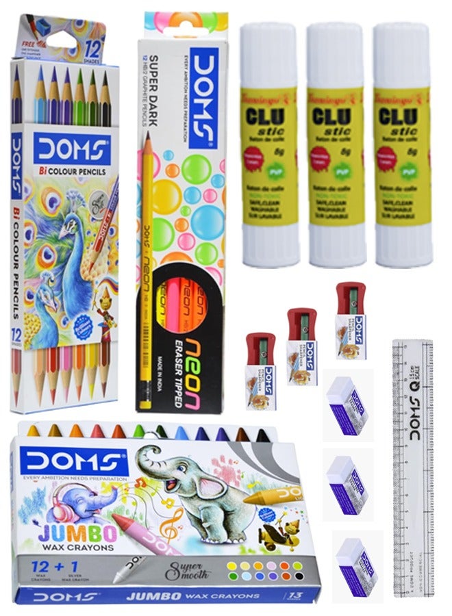 DOMS طقم قرطاسية مدرسية 13 في 1 ( 41 قطعة ) DS04