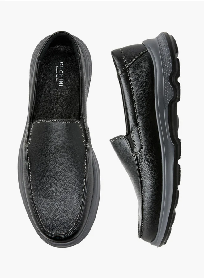 DUCHINI Men's Textured Slip-On Mocassins