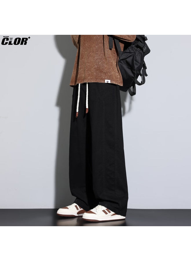 Clor Pure Cotton American Style Casual Work Pants Men Autumn Winter Loose Fit Wide Leg Straight Pants Cl104 Black 2XL - Image 4