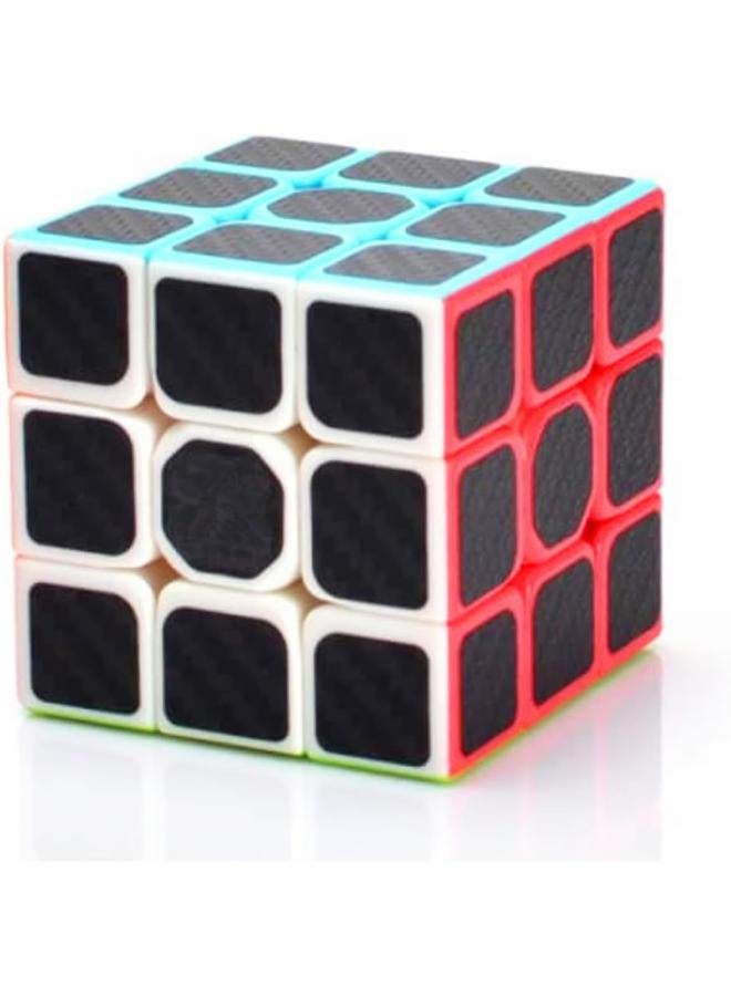 مكعب السرعة من ألياف الكربون من كيوبرسبيد بدون ملصقات مع أحجية ملصقات سوداء 3x3x3 مكعب السرعة الأصلي (3x3 ألياف الكربون)