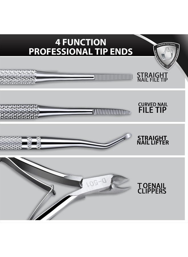 Teenitor طقم أدوات أظافر القدم المنغرسة، مقص أظافر القدم المنغرسة، مبرد أظافر القدم المنغرسة ورافعات، أداة علاج أظافر احترافية، أدوات تنظيف تحت الأظافر - Image 2