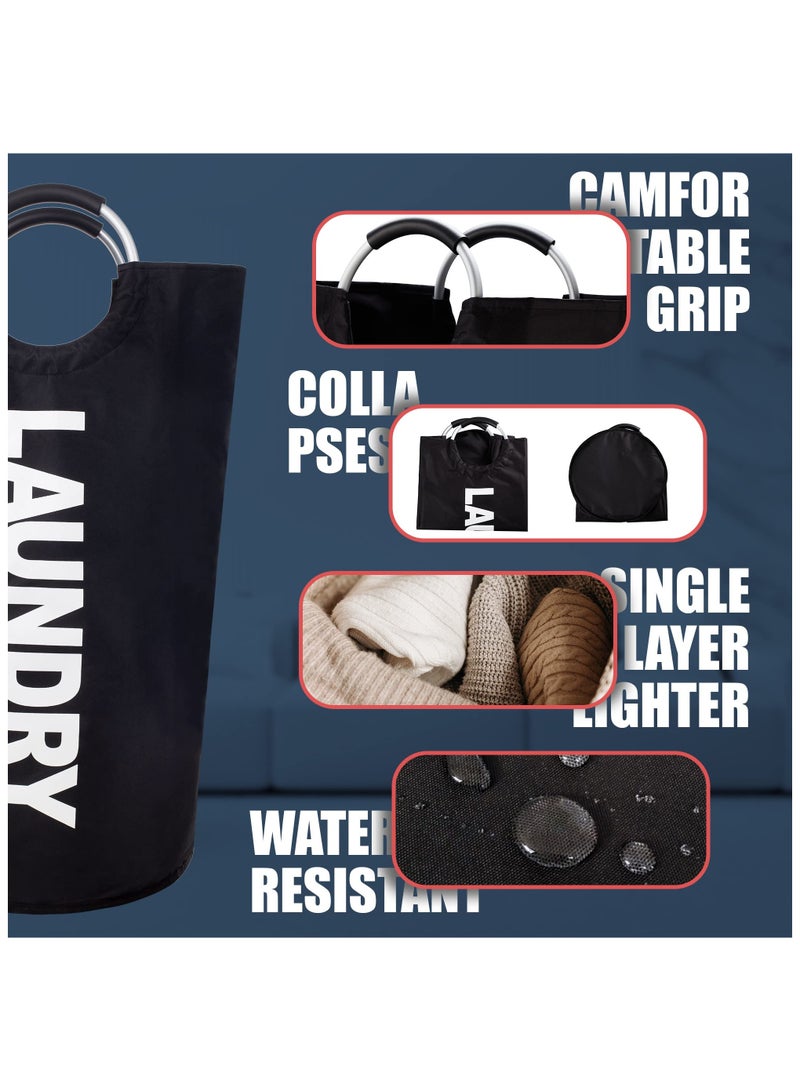 عام 90L سلة الغسيل الأسود ، ماء سلة الغسيل ، كيس الغسيل مع مقبض مبطن ، سلة الغسيل يقف جيدا ، للطي سلة الغسيل لسهولة التخزين - Image 4