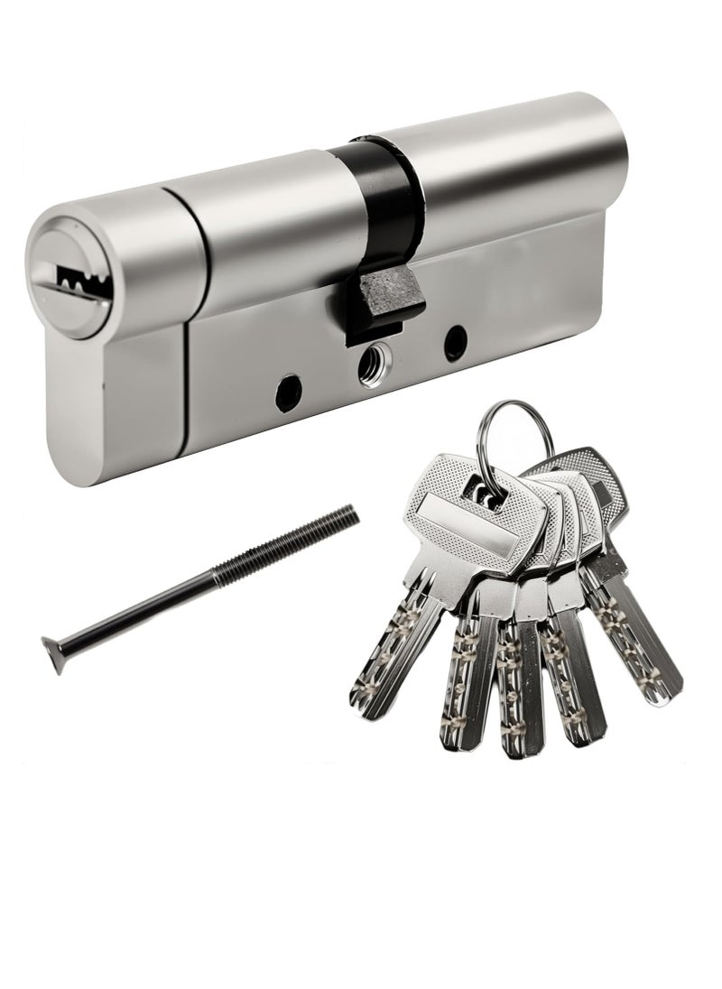Midwest 90 mm (45/45) anti-snap Euro door cylinder, high security 6-pin, brass body, stainless steel reinforced anti-drill, anti-pick, anti-bump cylinder with 5 keys  - Image 1