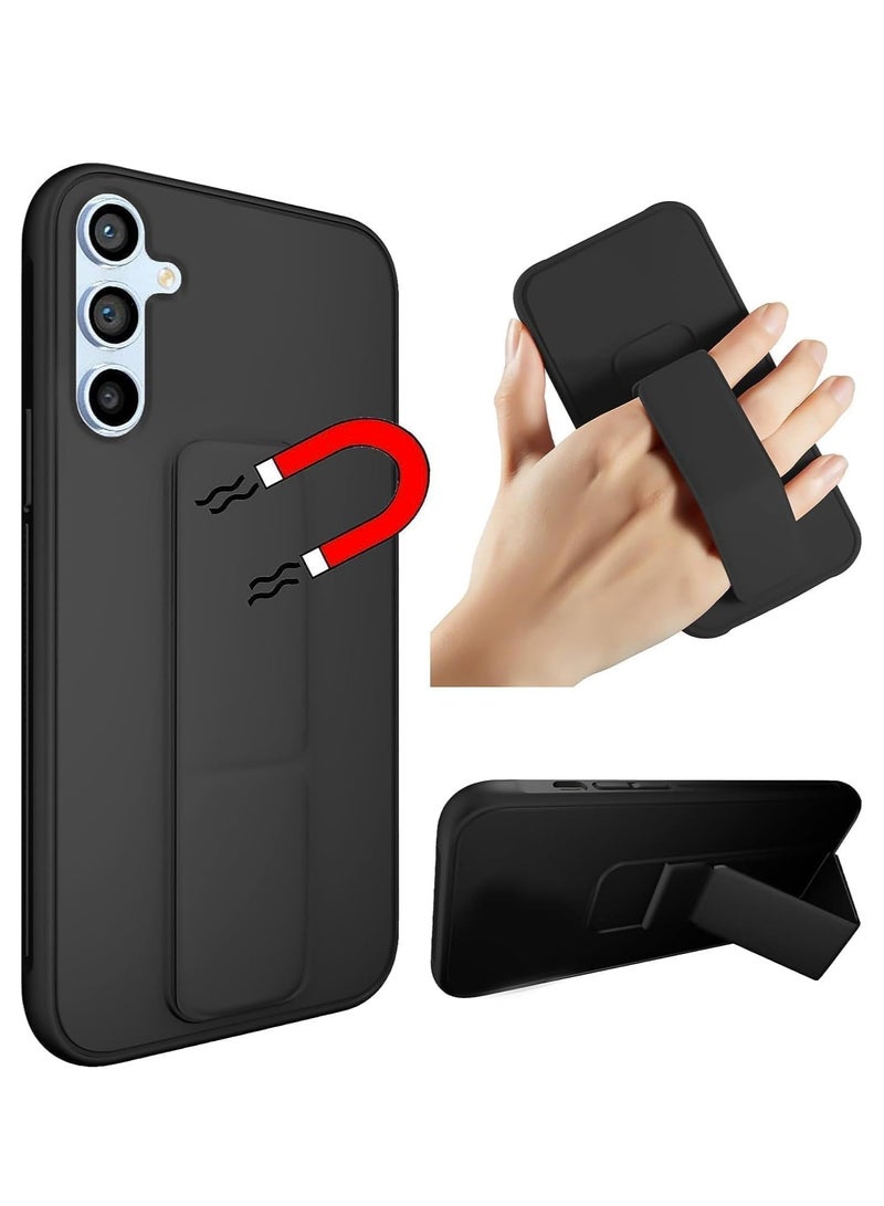 MIGOFAST Samsung Galaxy A16 2024 Back Stand Case Magnetic Car Holder Soft Silicone Horizontal  Vertical Kickstand Cover Wrist Strap Full protection Case for Samsung Galaxy A16 Black - Image 1