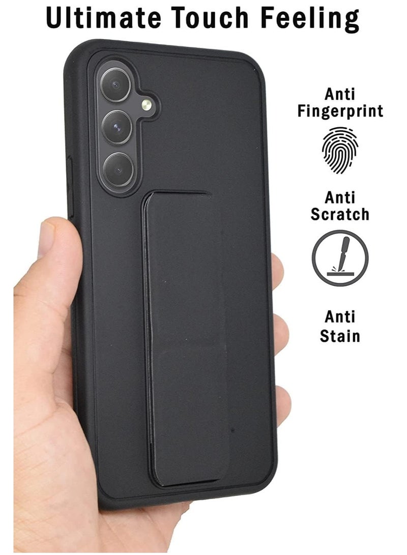 MIGOFAST Samsung Galaxy A16 2024 Back Stand Case Magnetic Car Holder Soft Silicone Horizontal  Vertical Kickstand Cover Wrist Strap Full protection Case for Samsung Galaxy A16 Black - Image 3