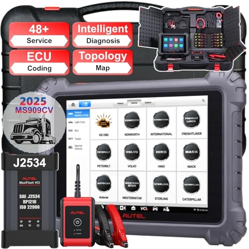 Autel MaxiSys MS909CV 2025 Top Heavy Duty Truck Scanner for Semi Commercial Cars, Upgrade of MS908CV with Intelligent Diagnosis, 48+ Services J2534 ECU Reprogramming & Coding Active Test Topology 2.0 - Image 1