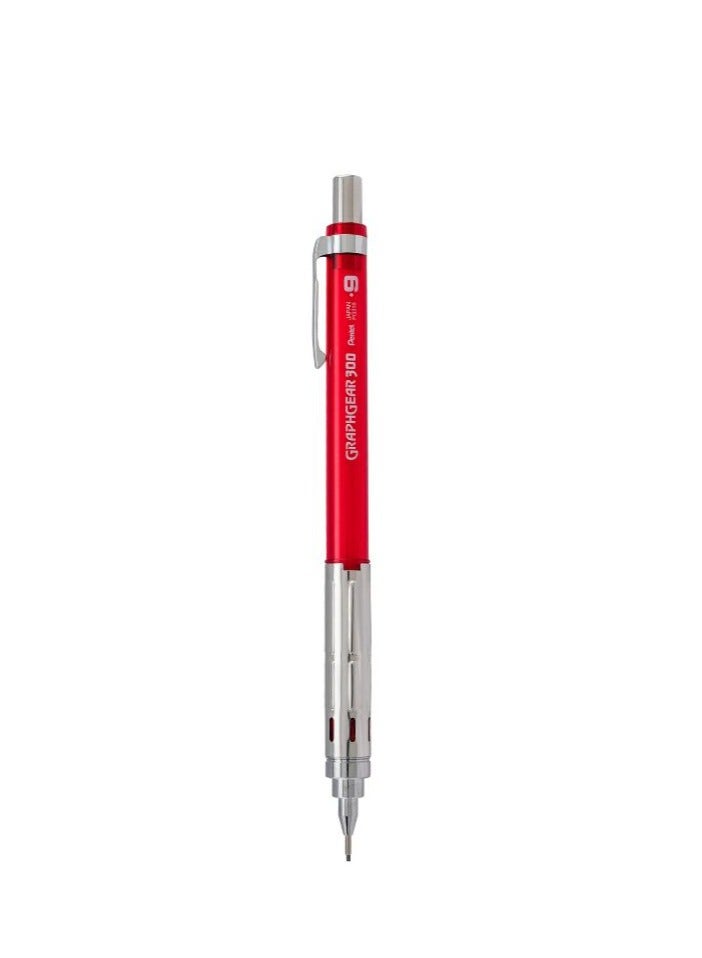 Pentel 3-Piece Graph Gear 300 Mechanical Pencil 0.9mm Tip Red Barrel - Image 3