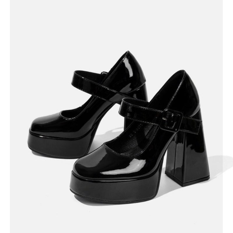 12Cm High Heels Wedding Shoes For The Bride, Platform Thick-Soled Chunky Heels, Height-Increasing Mary Jane Shoes - Image 5
