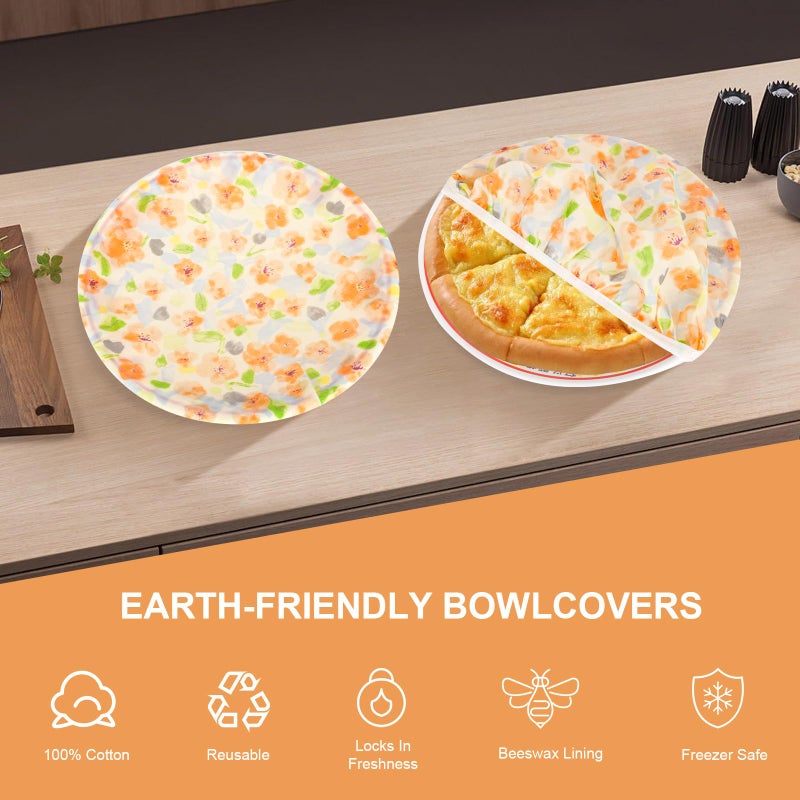 BERBAM Reusable Bowl Covers for Bread Proofingï¼ˆ2 Largeï¼‰- Cotton Beeswax Bowl Covers Reusable with Elastic Rim, Sourdough Bowl Cover for Food Storage and Food Preservation (10INCH) - Image 3