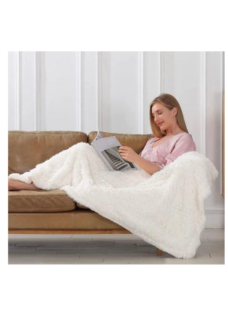 بيج الفاخرة فو الفراء رمي البطانيات بوليستر مقاس مفرد الشتاء سرير أريكة بطانية طبقة مزدوجة رقيق لينة الدافئة ديكور المنزل تقليد فو الفراء المنك بطانية 130*180 سم -متعددة الالوان - Image 1