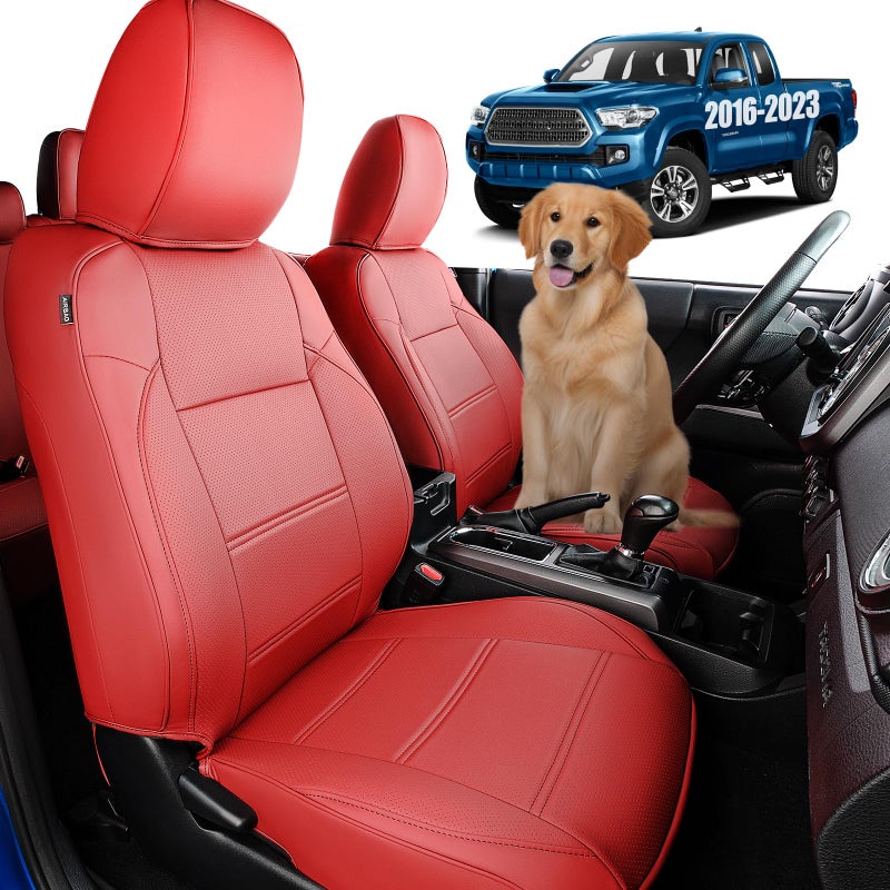 DrCarNow for Toyota Tacoma Seat Covers 20162019 2020 2021 2022 2023 for Tacoma Truck Leather Seat Cover SR SR5 Limited TRD Pro Crew CabDouble Cab for Tacoma AccessoriesNot Fit The 4th GenRed