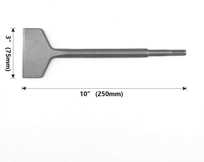 SPKLINE 3 Inch Wide Tile & Thinset Scaling Chisel SDS-Plus Shank 3" x 10" Thinset Scraper Wall and Floor Scraper Works with All Brands of SDS-Plus Rotary Hammers and Demolition Hammers - Image 2