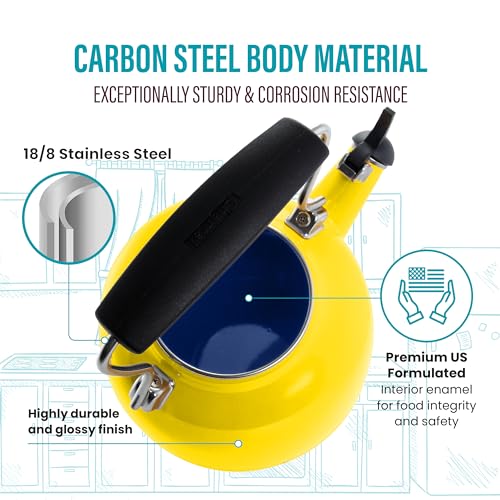 Chantal Tea Kettle, 1.7 QT, Vintage Series, Premium Enamel on Carbon Steel, Whistling, Even Heating & Quick Boil (Canary Yellow) - Image 5
