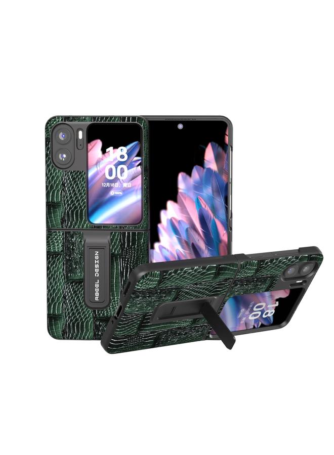اس-توب جراب قابل للطي لهاتف OPPO Find N2 من ABEEL مصنوع من الجلد الطبيعي مع حامل من سلسلة Mahjong Texture - Image 1