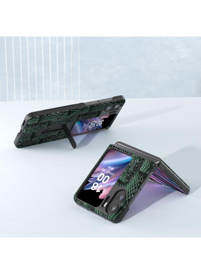 اس-توب جراب قابل للطي لهاتف OPPO Find N2 من ABEEL مصنوع من الجلد الطبيعي مع حامل من سلسلة Mahjong Texture - Image 3
