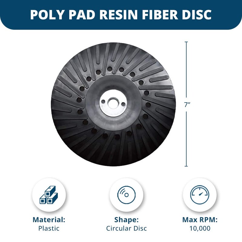 Benchmark Abrasives 7 Inch Sanding Disc Backing Pads, Resin Fiber Disc Polishing Pad for Grinding, Sanding, Stripping on Wood, Metal, 7/8" Arbor - Angle Grinder Attachments - Grinder Sanding Pad - Image 5
